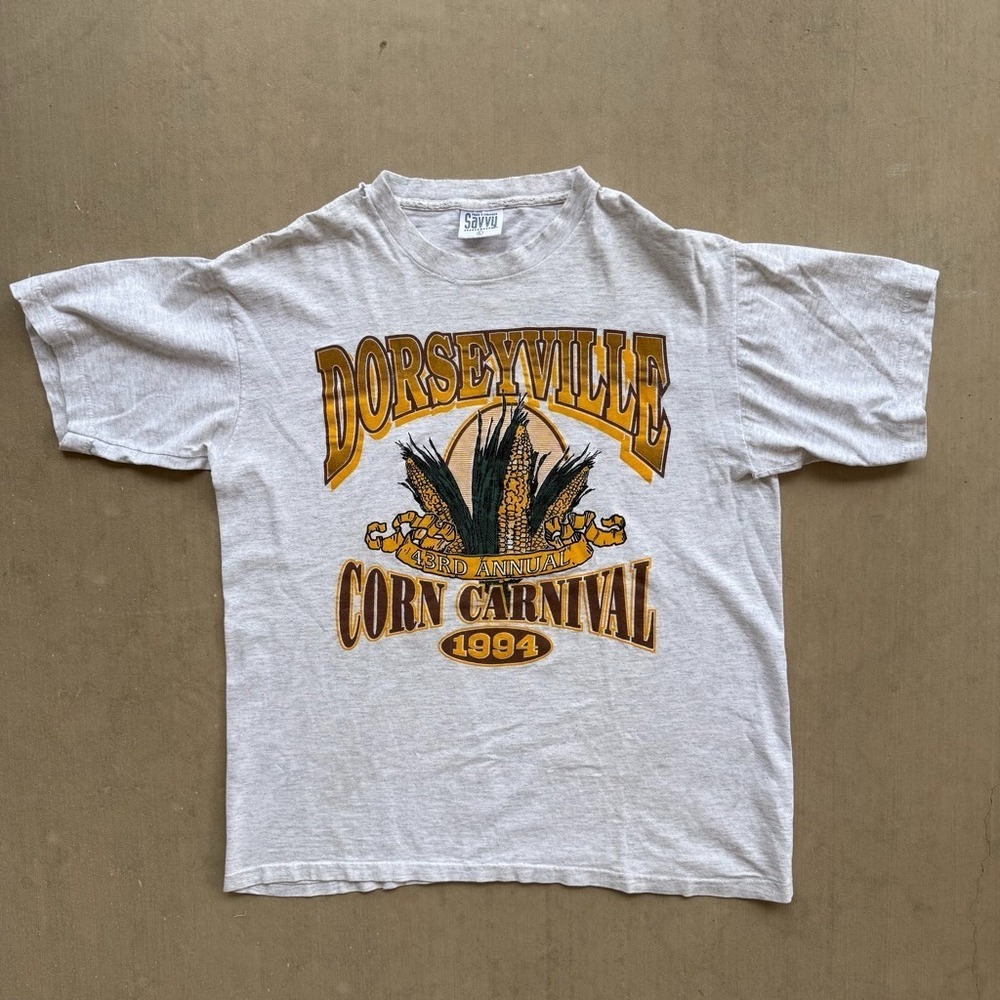 Vintage 1994 Dorseyville Corn Carnival Graphic T Shirt Savvy USA Large‎
